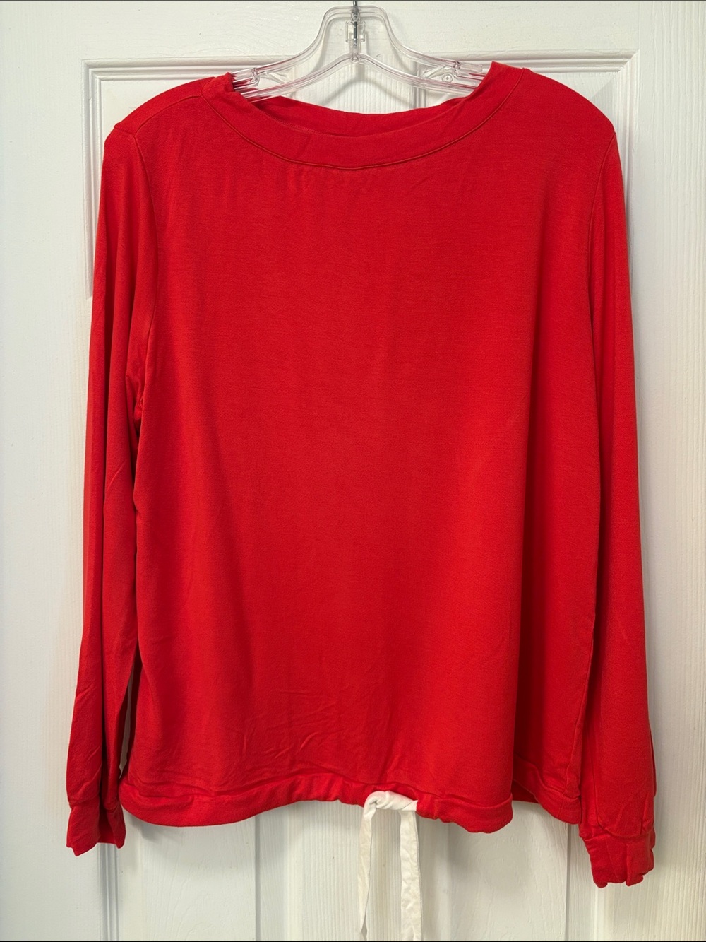 Soma Bright Red-Coral Crew Neck Long Sleeve Top